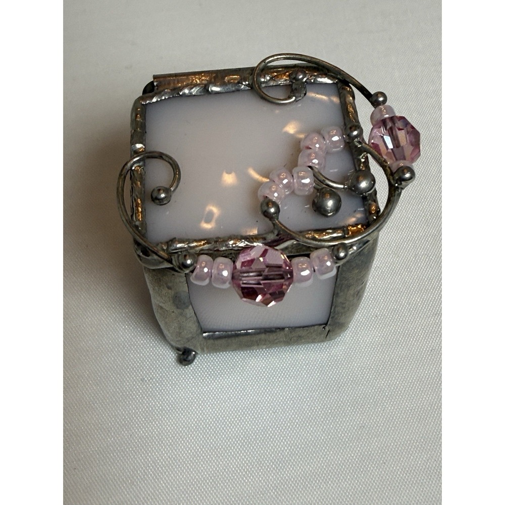 Vintage Tooth Fairy Pink Stained Glass Box Seven Sisters - Picture 1 of 8